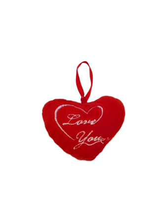 red heart-shaped cushion key ring "Love You"