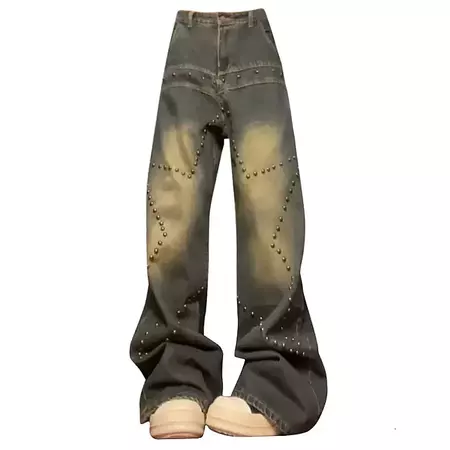 Brown Star Rivet Jeans | BOOGZEL CLOTHING – Boogzel Clothing