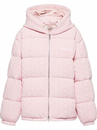Shop Miu Miu cable-knit padded jacket with Express Delivery - FARFETCH