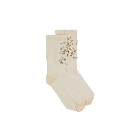 Ankle Crystal Flower Embellished Socks - Simone Rocha