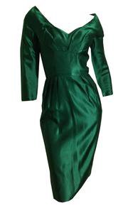 Oh So Bette Davis Green Silk Cocktail Dress circa 1950s – Dorothea's Closet Vintage