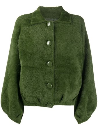 Shop green Essentiel Antwerp textured button-up jacket with Express Delivery - Farfetch