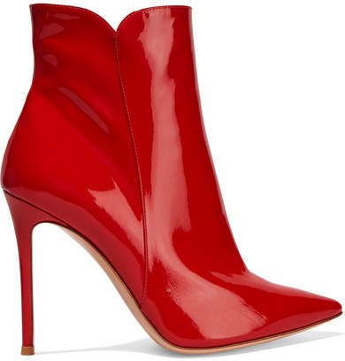 Levy 100 Patent-leather Ankle Boots - Red