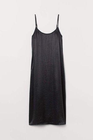 Satin Slip-style Dress - Black
