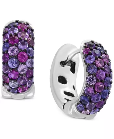 EFFY Collection Splash by EFFY® Purple Sapphire Hoop Earrings (2-1/4 ct. t.w.) in Sterling Silver