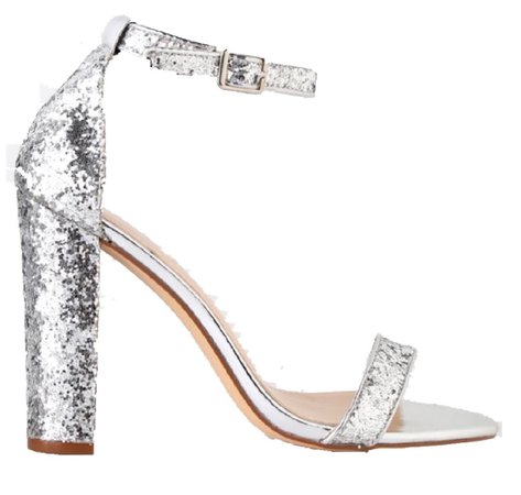 Lulus Taylor Glitter Ankle Strap Silver Heels