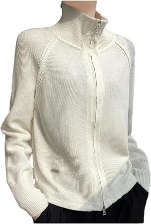 Amazon.com: Mnjyihy Women's Wool Cardigan Sweater Autumn Turtleneck Long Sleeve Zipper Knitted Sweater Winter Warm Sweater : Clothing, Shoes & Jewelry