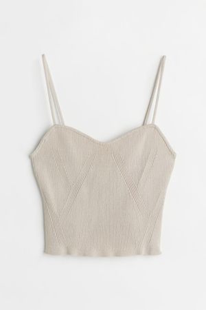 Rib-knit Tank Top - Light beige - Ladies | H&M US