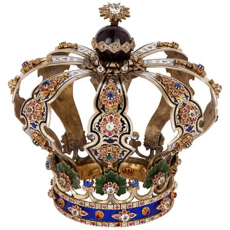 Jewish Silver, Enamel and Jewel Torah Crown Keter For Sale at 1stdibs
