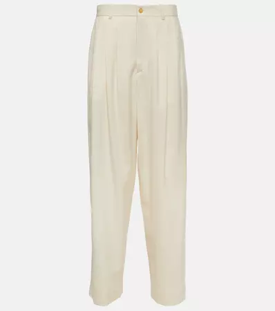 Rufos Silk Canvas Wide Leg Pants in White - The Row | Mytheresa