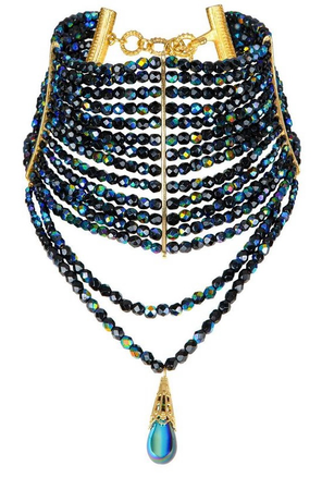 dior by John galliano blue messai beaded choker necklace