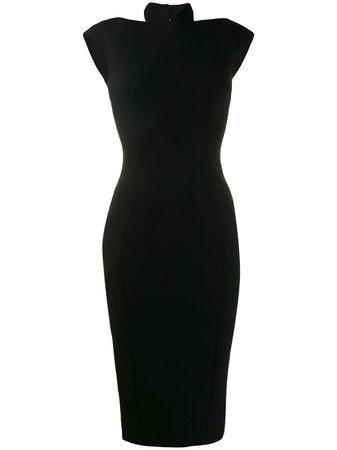 Black Victoria Beckham Halter Neck Fitted Dress | Farfetch.com