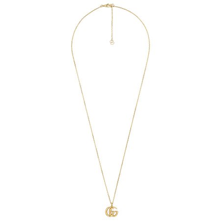 GUCCI GG RUNNING YELLOW GOLD SMALL DOUBLE G PENDANT NECKLACE