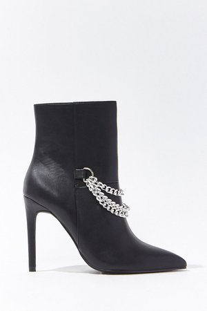 Faux Leather Chain-Accent Booties | Forever 21