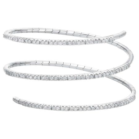 Spiral Open Bangle Bracelet 1.53 Carat 18 Karat Gold Diamond Bracelet For Sale at 1stDibs | 18 carat bracelet, spiral bangle bracelet, diamond bracelets on sale