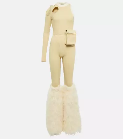 Cutout Fleece And Faux Shearling Jumpsuit in Beige - Didu | Mytheresa