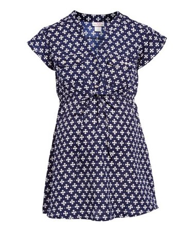 Times 2 Navy & White Scroll Button-Front Maternity Top | Zulily