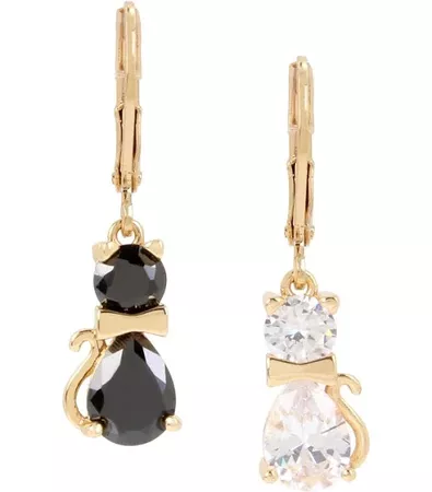 Betsey Johnson Cat Drop Earrings - Gold/Crystal | Google Shopping