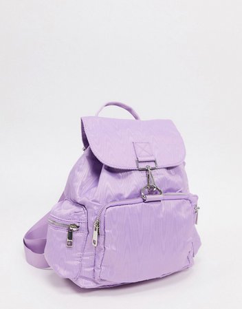 ASOS DESIGN backpack in lilac moire with dogclips | ASOS