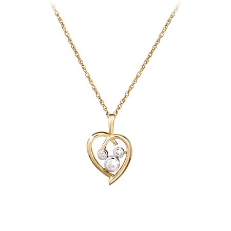 Diamond Heart Mickey Mouse Necklace - 14K | shopDisney