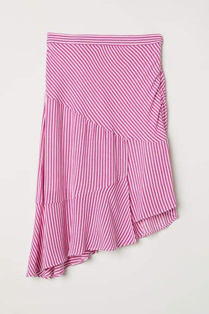 Asymmetric Flounced Skirt - Pink