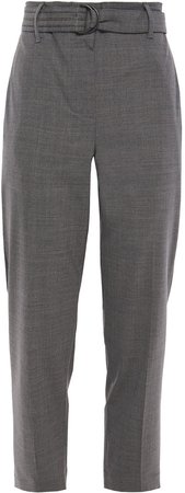 Cropped Belted Wool-blend Tapered Pants