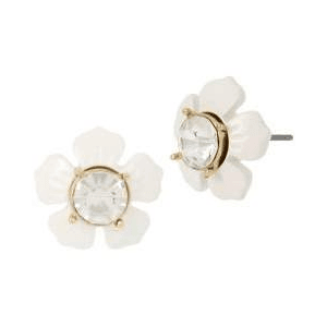 Vintage Floral White Daisy Crystal Stud Earrings