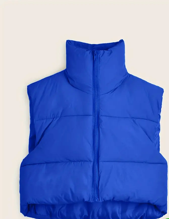 blue puffer vest