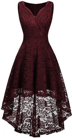 Amazon.com: Vinvv Women Floral Lace Dress Asymmetrical Hi-lo Cocktail Party Dresses Vintage Maxi Bridesmaid Dress: Clothing