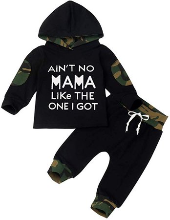 Amazon.com: Baby Boy Clothes Funny Letter Printed Long Sleeve Hoodie Tops Sweatsuit and Camouflage Pants Outfit Set: Clothing