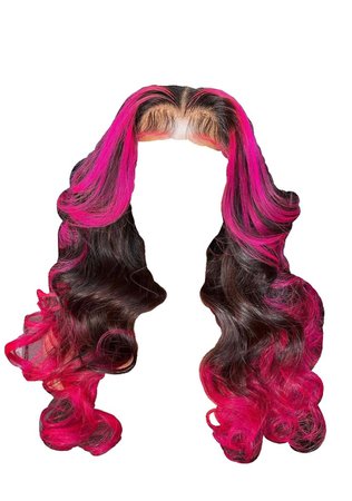 Black/Pink Lace Curly Wig