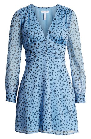 Leith Floral Shirred Waist Long Sleeve Dress (Regular & Plus Size) | Nordstrom