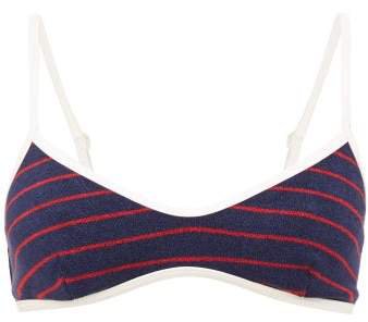 Nantucket Breton Striped Cotton Blend Bikini Top - Womens - Navy Stripe