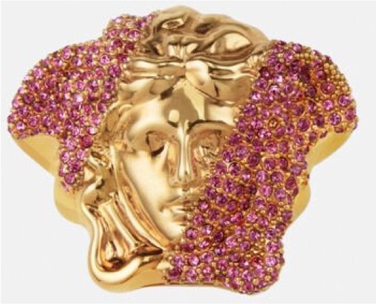 Gold Pink Medusa Versace Ring