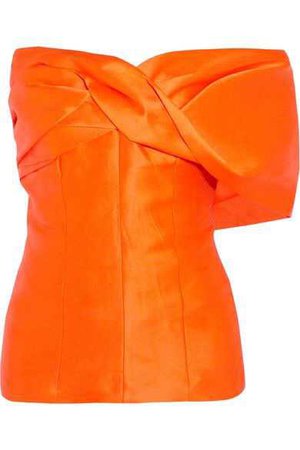 Merchant Archive - One-shoulder Duchesse-satin Top - Bright orange