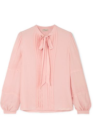 Temperley London | Jade pussy-bow pleated chiffon blouse | NET-A-PORTER.COM