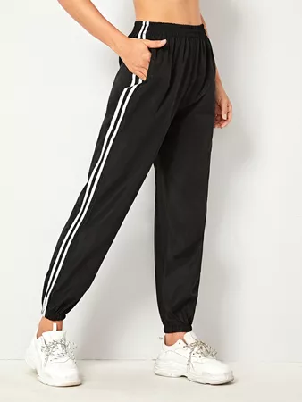 Elastic Waist Side Stripe Sweatpants | ROMWE