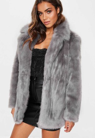 Missguided grey fur coat