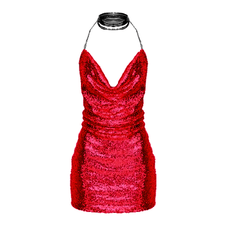 Red Sequin Black Chain Choker Mini Dress (Dei5 edit)