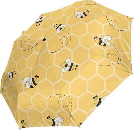 Amazon.com : Oyihfvs Yellow Honeycomb with Seamless Honey Bees Automatic Windproof Waterproof Umbrella, Folding Umbrella Reinforced Portable Compact Anti-UV Sun rain Auto Open/Close : Sports & Outdoors
