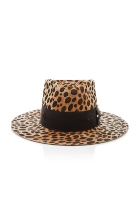 Nick Fouquet Lynx Printed Ribbon-Trimmed Felt Hat Size: 7 1/8
