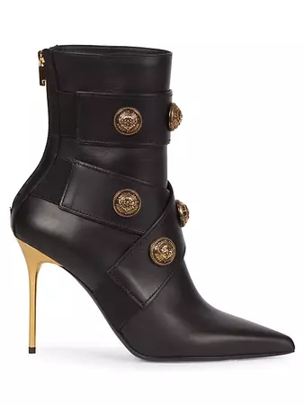 Shop Balmain Alma Leather Ankle Boots | Saks Fifth Avenue