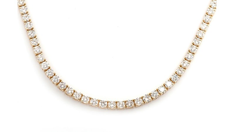 14K GOLD & 23.3CTW ROUND BRILLIANT-CUT DIAMOND TENNIS NECKLACE (15 PT. DIAMONDS) — NYC Luxury