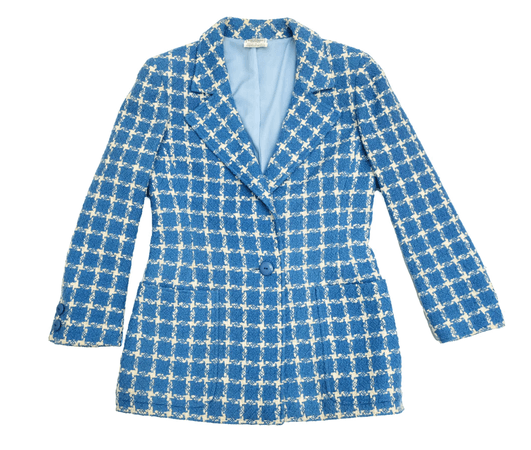 Valentino Vintage Skirt Suit in Cobalt Blue Tweed, UK10-12