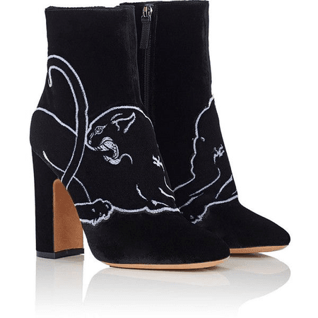 Valentino Garavani Women’s Panther-Appliqué Velvet Ankle Boots ($1,445)