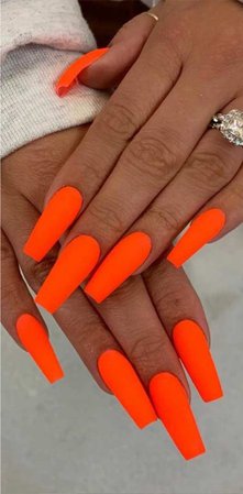 orange matte acrylic nails