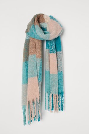 Brushed-finish Scarf - Turquoise/checked - Ladies | H&M CA