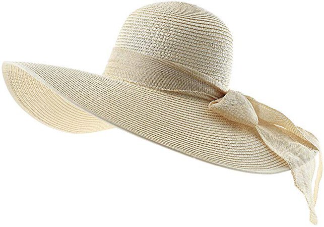 DeELF Wide Brim Beach Hat for Women Big Bowknot Summer Straw Sun Hat Floppy Foldable Roll Up Hat for Vacation, Travel, Tan Color at Amazon Women’s Clothing store