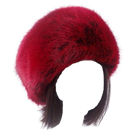 Tngan Women's Faux Fur Headband Soft Winter Cossack Russion Style Hat Cap Red at Amazon Women’s Clothing store