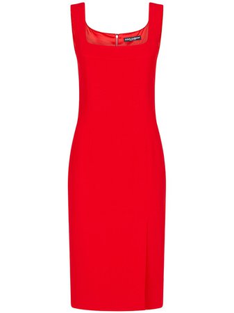 Shop red Dolce & Gabbana square neck fitted dress with Express Delivery - Farfetch